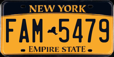 NY license plate FAM5479