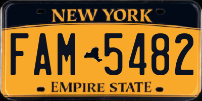 NY license plate FAM5482