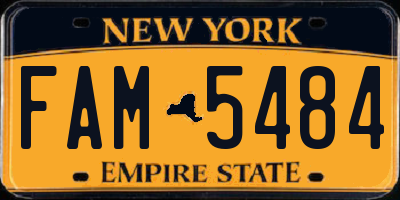 NY license plate FAM5484
