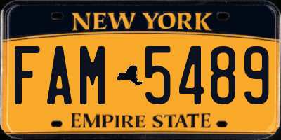 NY license plate FAM5489