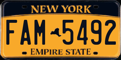 NY license plate FAM5492