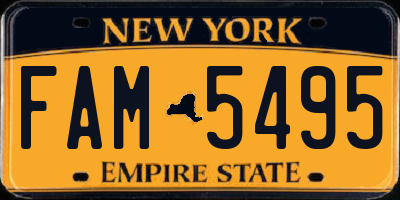 NY license plate FAM5495