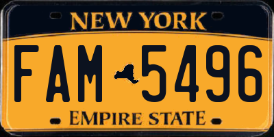 NY license plate FAM5496