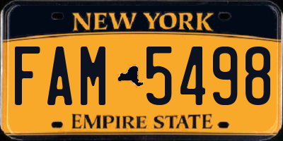 NY license plate FAM5498