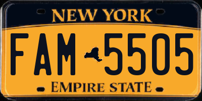 NY license plate FAM5505