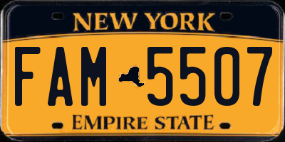 NY license plate FAM5507