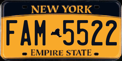 NY license plate FAM5522