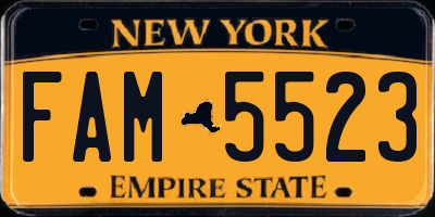 NY license plate FAM5523