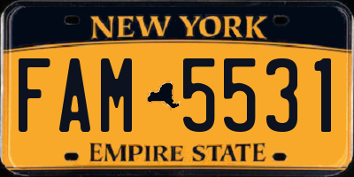 NY license plate FAM5531