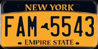 NY license plate FAM5543