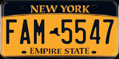 NY license plate FAM5547