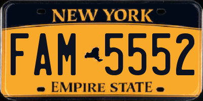 NY license plate FAM5552