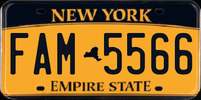 NY license plate FAM5566