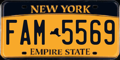 NY license plate FAM5569