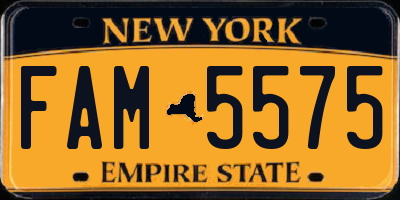 NY license plate FAM5575