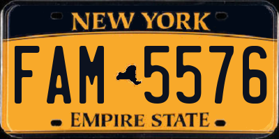NY license plate FAM5576
