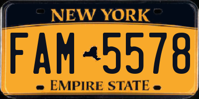 NY license plate FAM5578