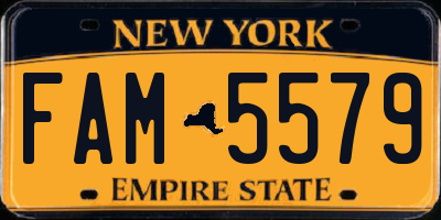 NY license plate FAM5579