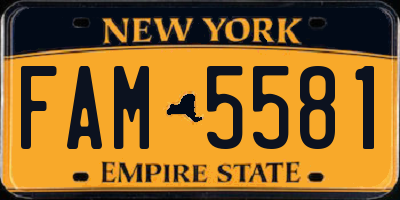 NY license plate FAM5581