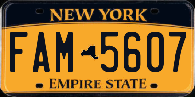 NY license plate FAM5607