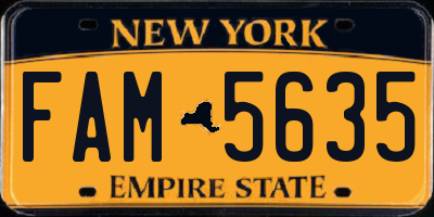 NY license plate FAM5635