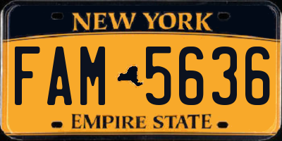 NY license plate FAM5636