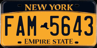 NY license plate FAM5643