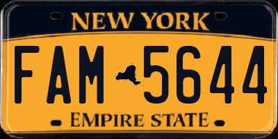 NY license plate FAM5644