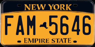 NY license plate FAM5646