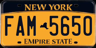 NY license plate FAM5650