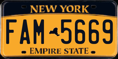 NY license plate FAM5669