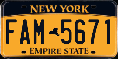 NY license plate FAM5671