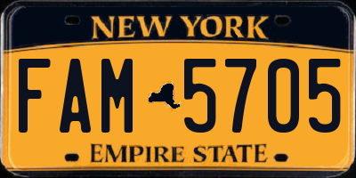 NY license plate FAM5705