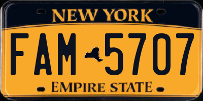 NY license plate FAM5707