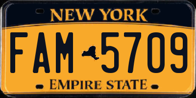 NY license plate FAM5709