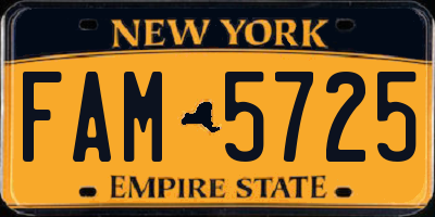 NY license plate FAM5725