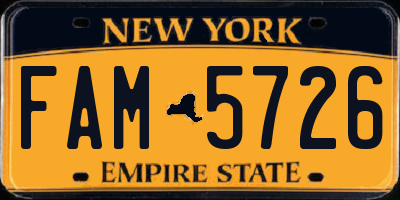 NY license plate FAM5726