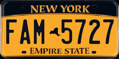 NY license plate FAM5727