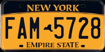 NY license plate FAM5728