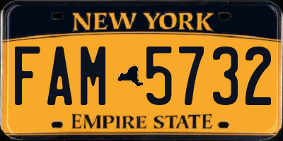 NY license plate FAM5732