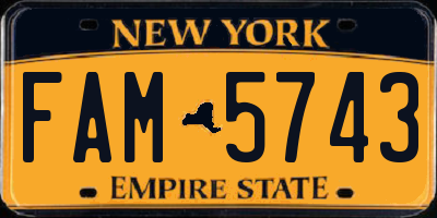 NY license plate FAM5743