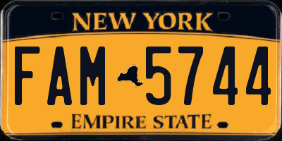 NY license plate FAM5744
