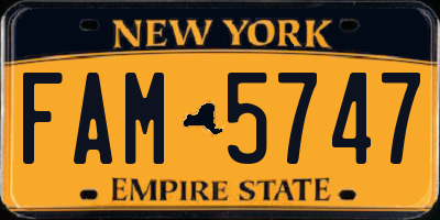 NY license plate FAM5747