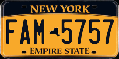 NY license plate FAM5757
