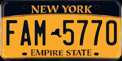 NY license plate FAM5770