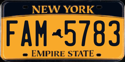 NY license plate FAM5783