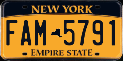 NY license plate FAM5791