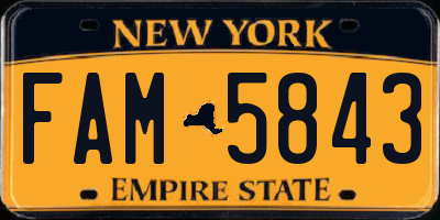 NY license plate FAM5843