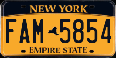 NY license plate FAM5854
