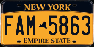 NY license plate FAM5863